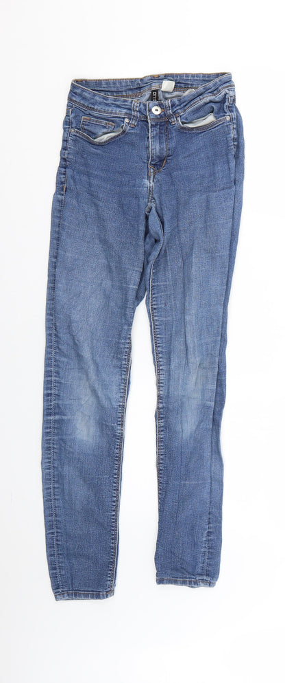 Womens UK Size 4 H&M Regular Fit Skinny Blue Jeans
