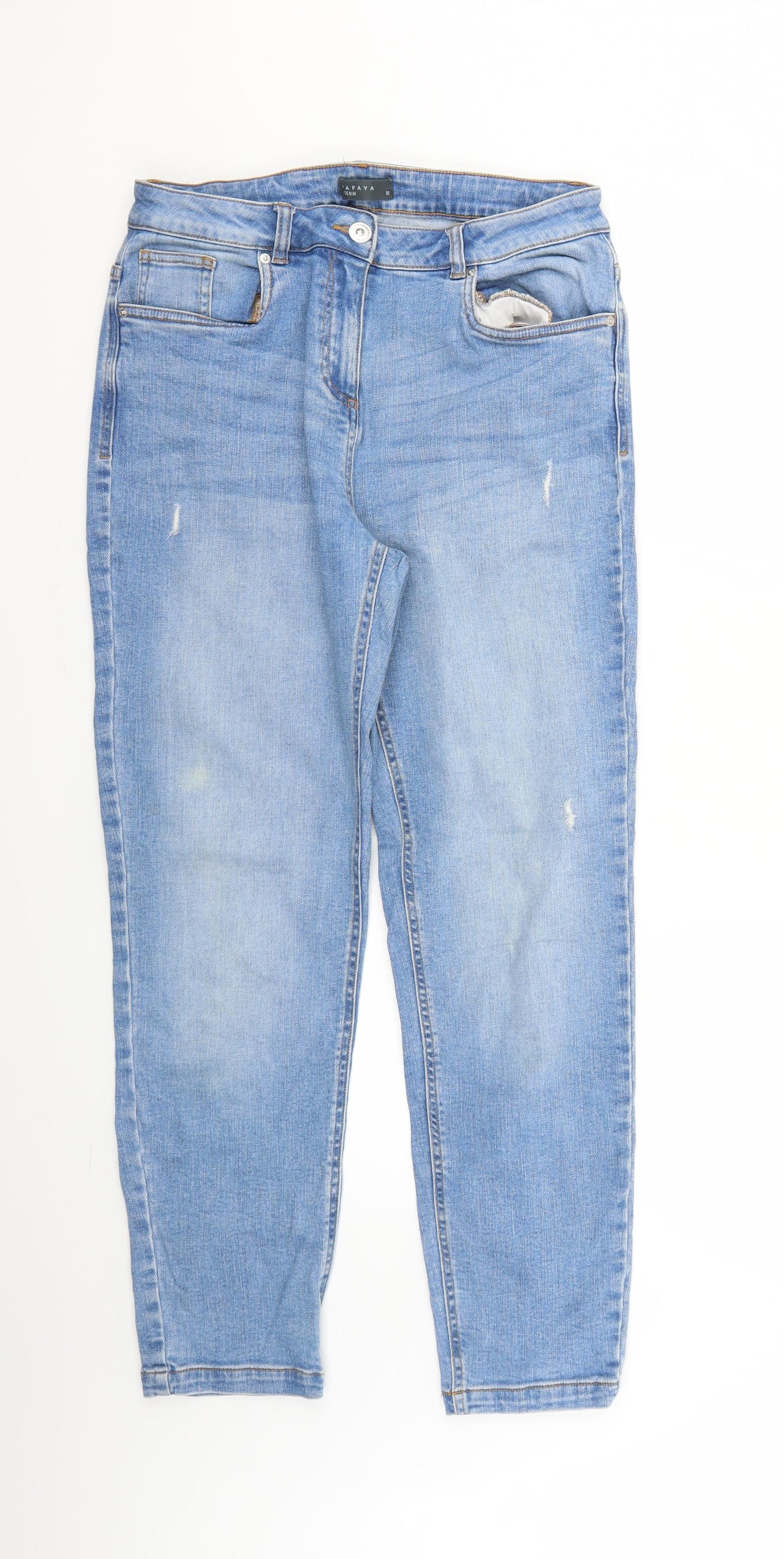 Womens UK Size 10 Papaya Regular Fit Straight Blue Jeans