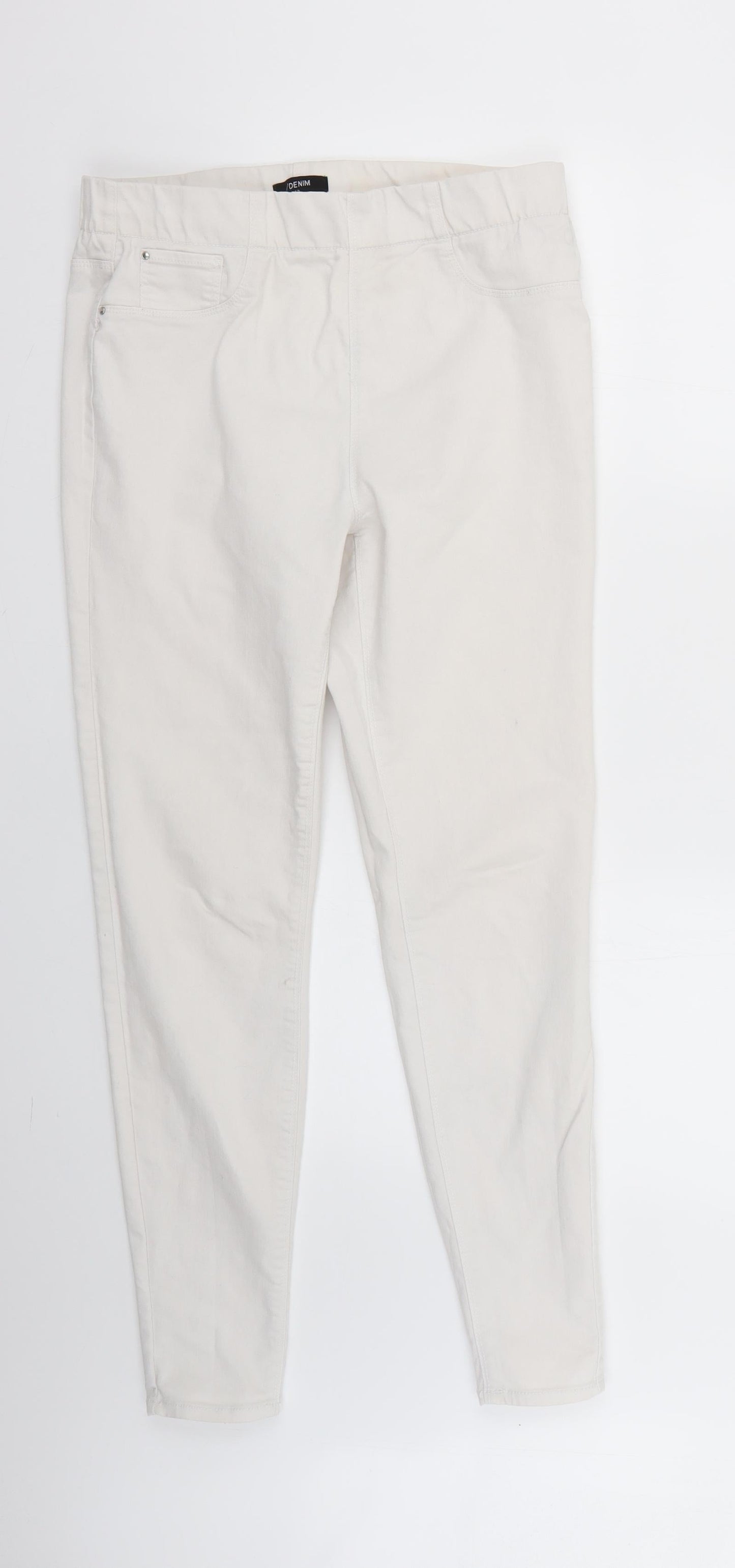 Womens UK Size 12 Denim Regular Fit Skinny White Jeans