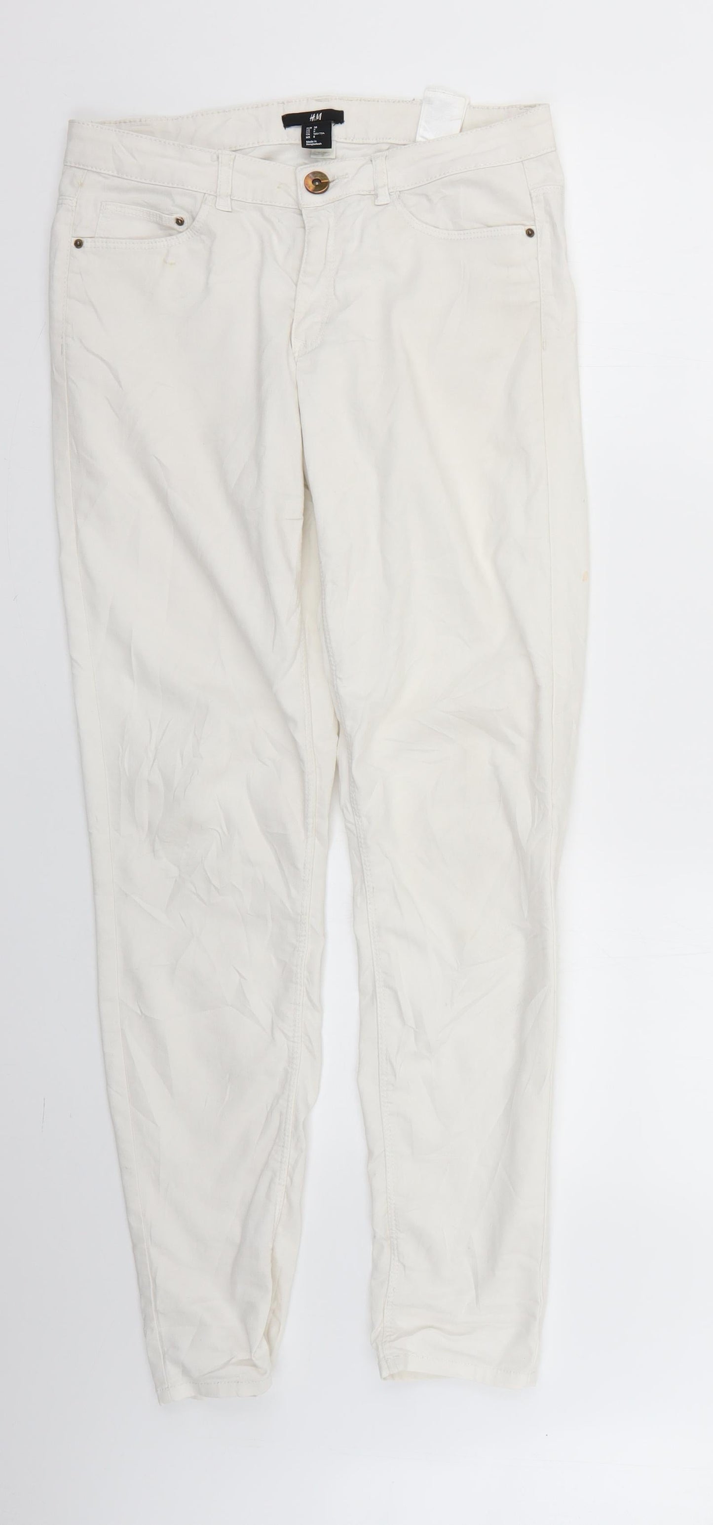 Womens UK Size 8 H&M Regular Fit Skinny White Jeans