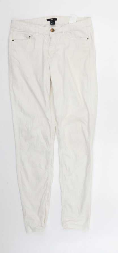 Womens UK Size 8 H&M Regular Fit Skinny White Jeans