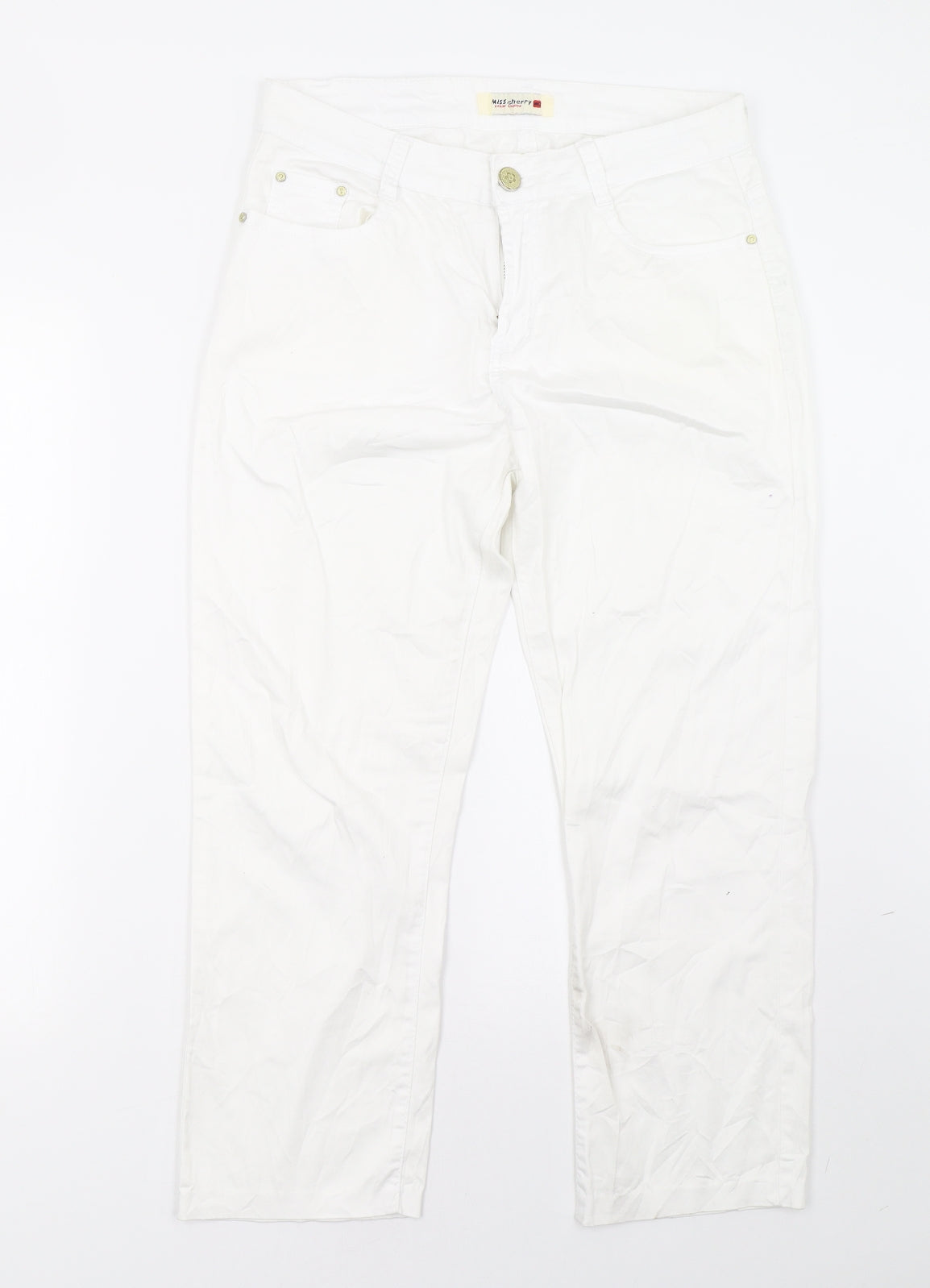 Womens UK Size 32 miss cherry Regular Fit  White Trousers