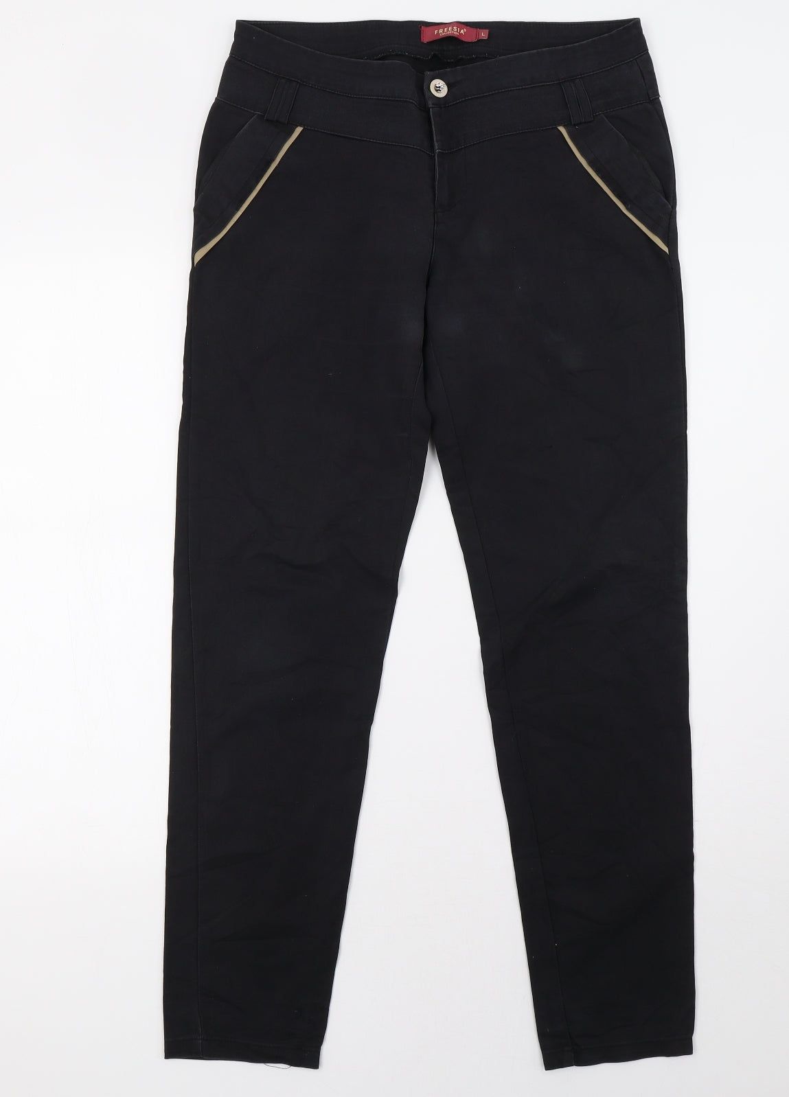 Womens UK Size L freesia Regular Fit  Black Trousers
