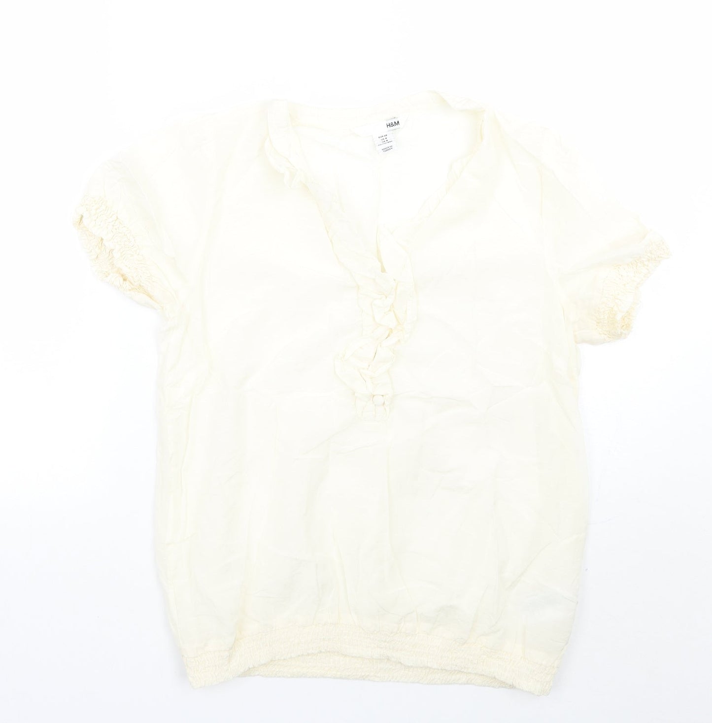 Womens UK Size 10 H&M Ivory Basic Blouse