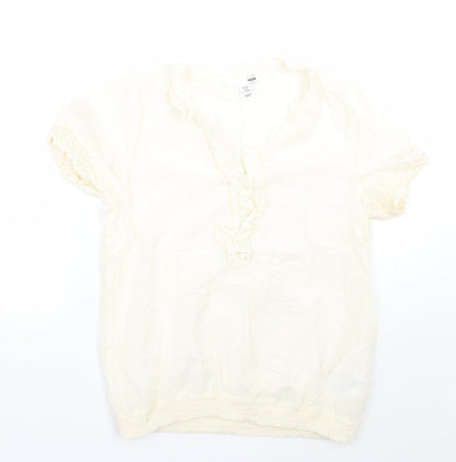 Womens UK Size 10 H&M Ivory Basic Blouse