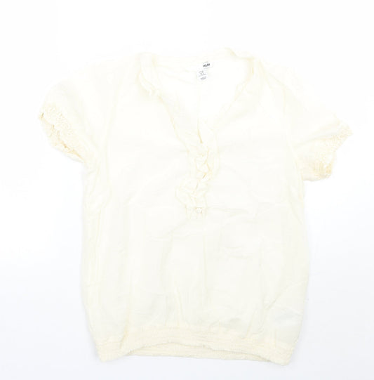 Womens UK Size 10 H&M Ivory Basic Blouse