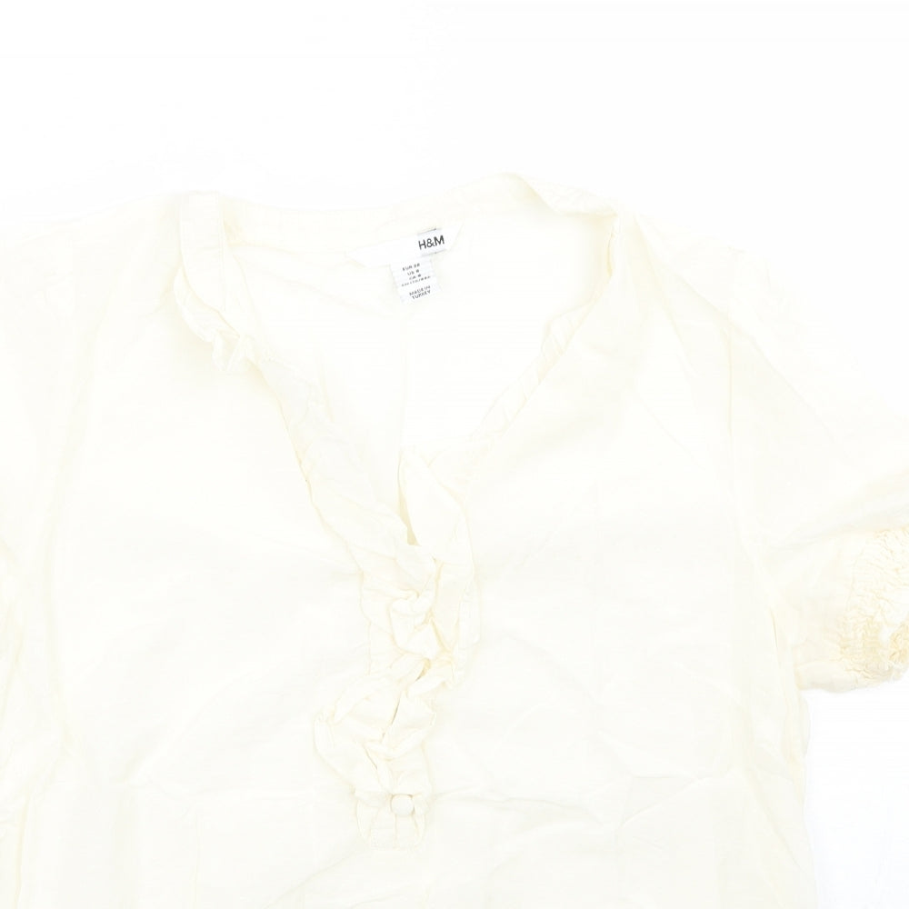 Womens UK Size 10 H&M Ivory Basic Blouse