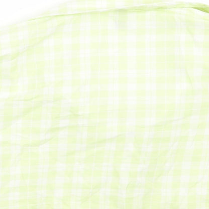 H&M Womens Green Check  Cropped Button-Up Size S