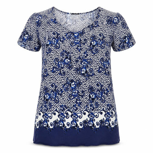 Front view of Papaya women’s blue floral a-line, size UK 12
