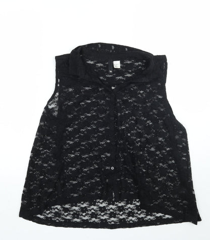 Womens UK Size 16 H&M Black Basic Button-Up