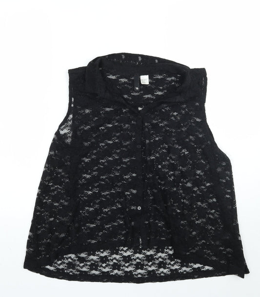 Womens UK Size 16 H&M Black Basic Button-Up
