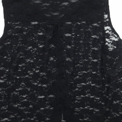 Womens UK Size 16 H&M Black Basic Button-Up