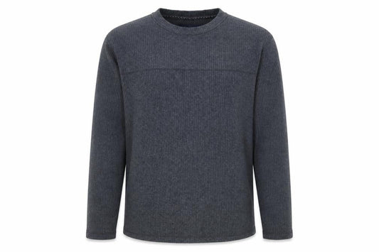 Front view of Atlantic Bay men’s grey jumper, size M