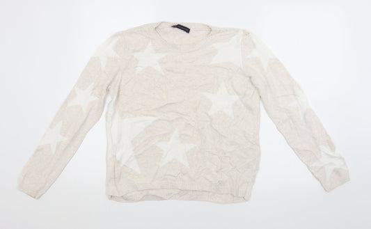 Womens UK Size 10 M&S Beige Pullover Jumper