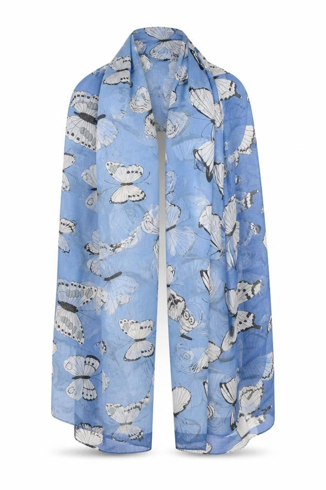 Lisa Angel Womens Blue Animal Print   Shawl/Wrap   - Butterflies print