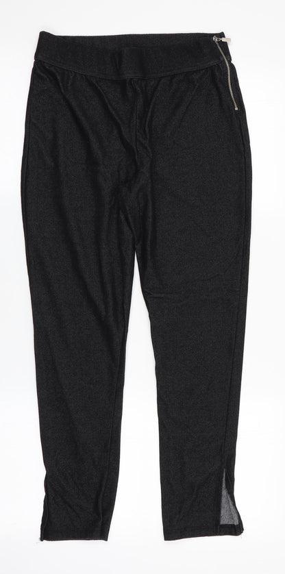 Select Womens Black   Cropped Trousers Size M L25 in - Side Zip