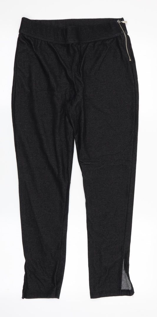Select Womens Black   Cropped Trousers Size M L25 in - Side Zip