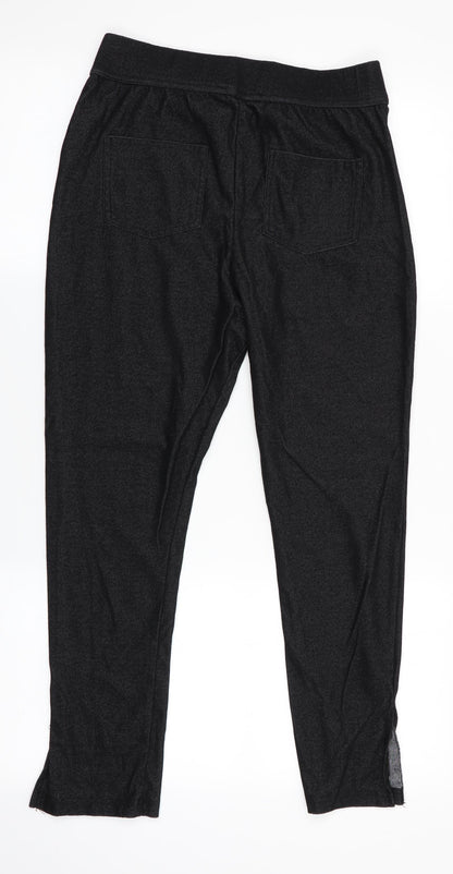 Select Womens Black   Cropped Trousers Size M L25 in - Side Zip