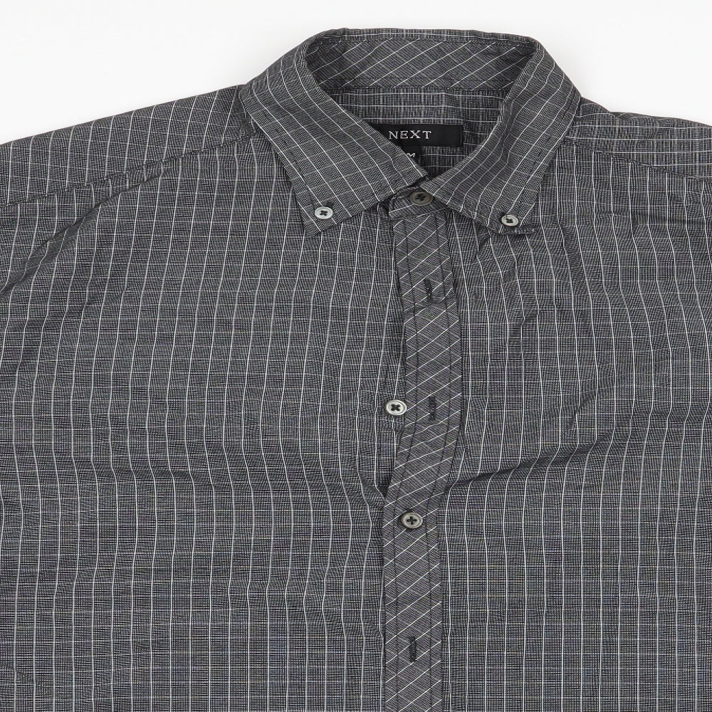 Mens UK Size M NEXT Grey  Button-Up Long Sleeve Casual Shirt