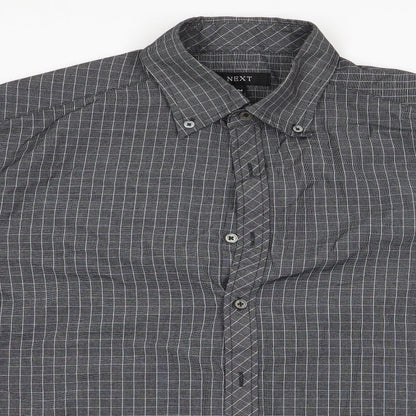 Mens UK Size M NEXT Grey  Button-Up Long Sleeve Casual Shirt