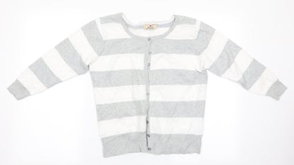 Atmosphere Womens White Striped  Cardigan Jumper Size 14