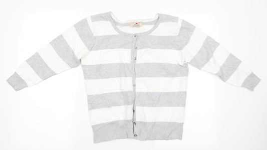 Atmosphere Womens White Striped  Cardigan Jumper Size 14