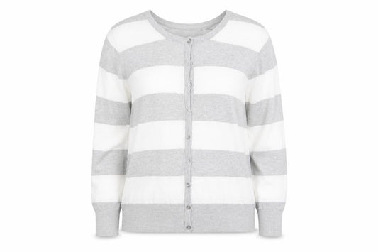 Atmosphere Womens White Striped  Cardigan Jumper Size 14