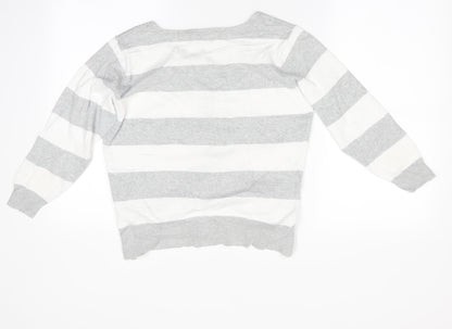 Atmosphere Womens White Striped  Cardigan Jumper Size 14