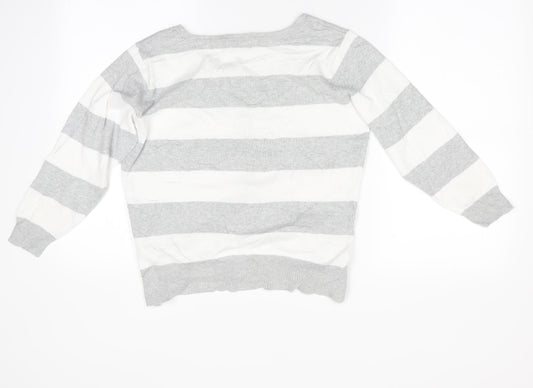 Atmosphere Womens White Striped  Cardigan Jumper Size 14