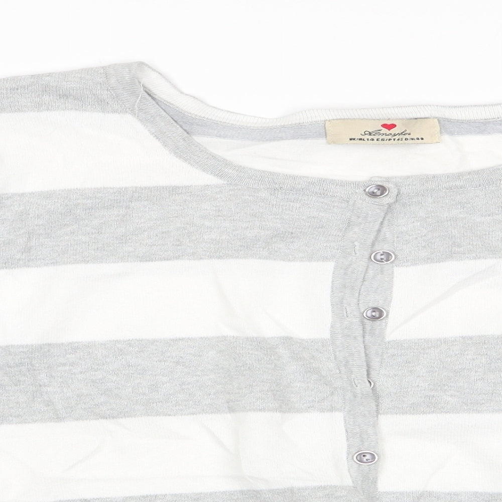 Atmosphere Womens White Striped  Cardigan Jumper Size 14