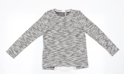 Florence and Fred Girls Grey   Pullover Jumper Size 10-11 Years  - Subtle glitter effect & back lace details