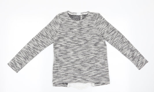 Florence and Fred Girls Grey   Pullover Jumper Size 10-11 Years  - Subtle glitter effect & back lace details