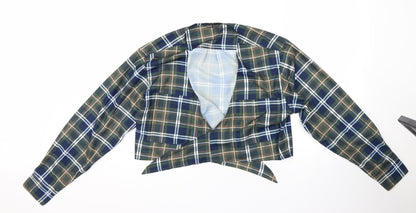 SheIn Womens Multicoloured Plaid  Wrap Blouse Size S