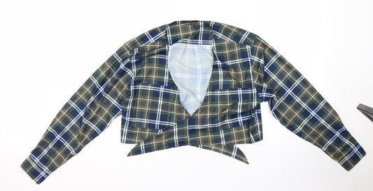 SheIn Womens Multicoloured Plaid  Wrap Blouse Size S