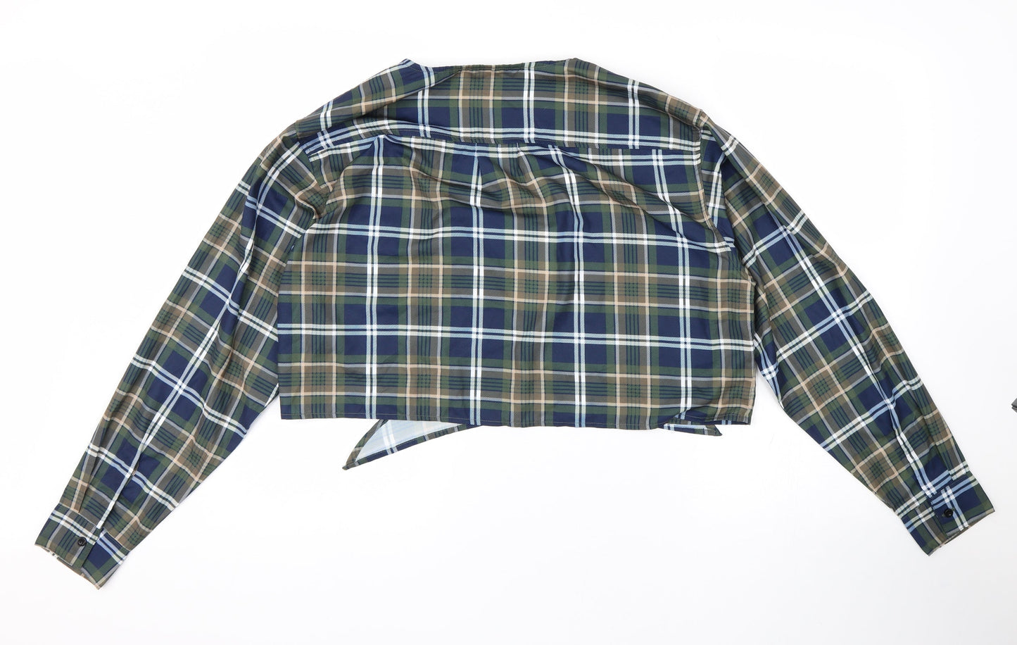 SheIn Womens Multicoloured Plaid  Wrap Blouse Size S