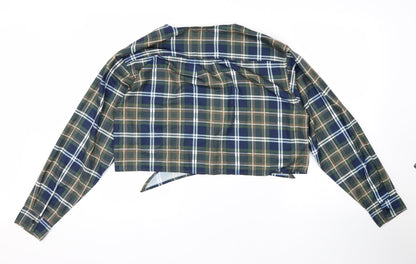 SheIn Womens Multicoloured Plaid  Wrap Blouse Size S