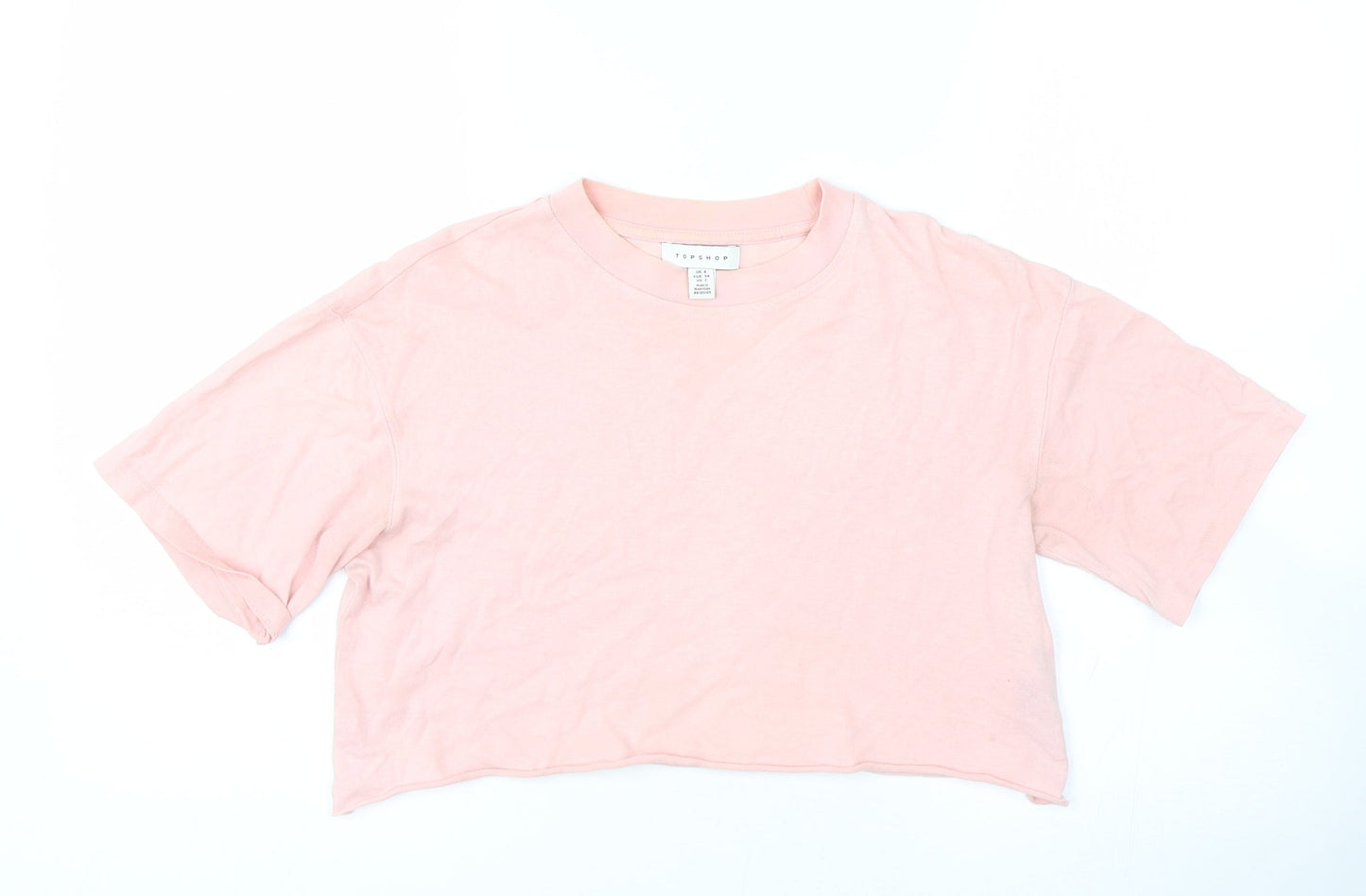 Womens UK Size 6 Topshop Pink Cropped T-Shirt