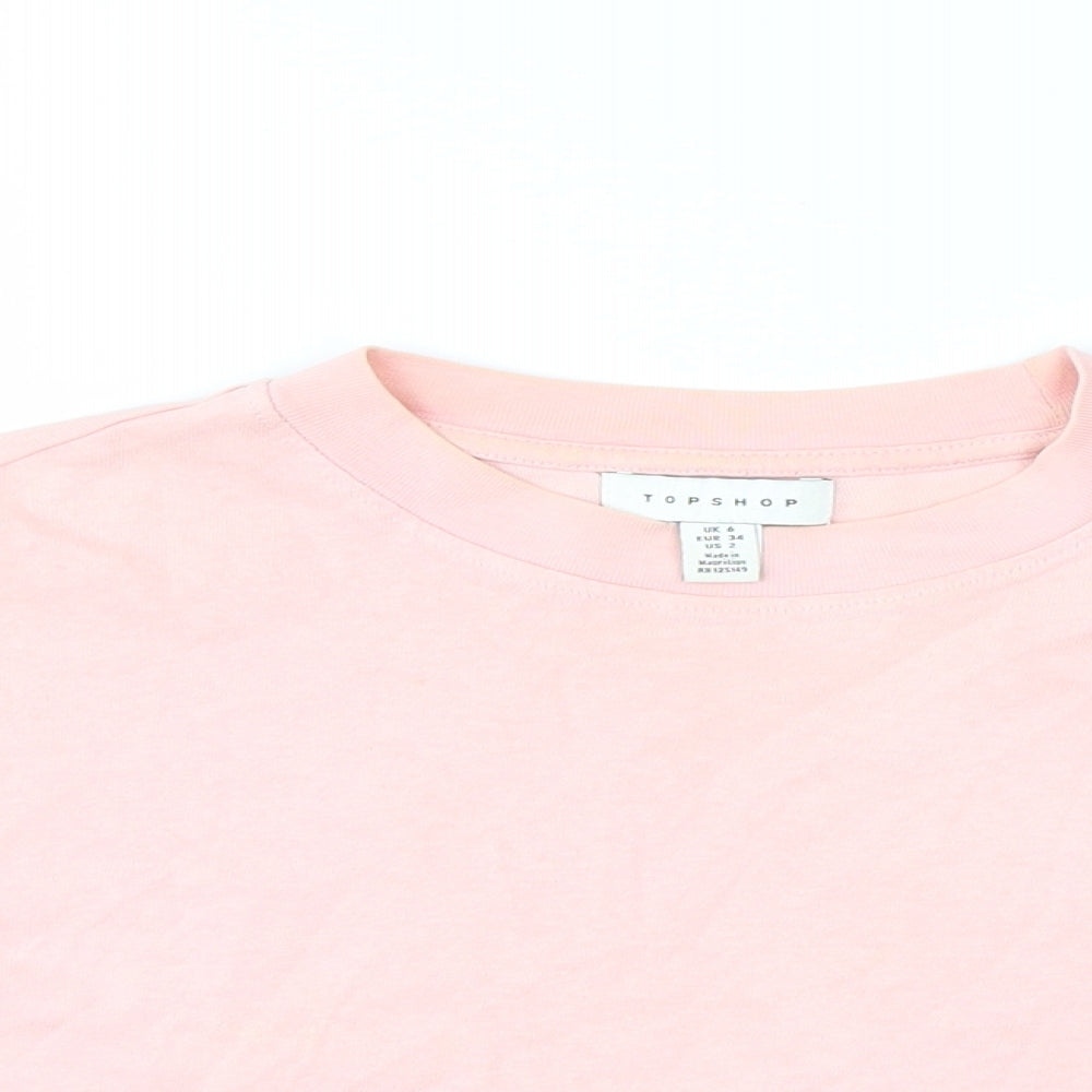Womens UK Size 6 Topshop Pink Cropped T-Shirt