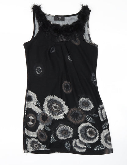 AX Paris Womens Black Floral  Tank Dress  Size 10