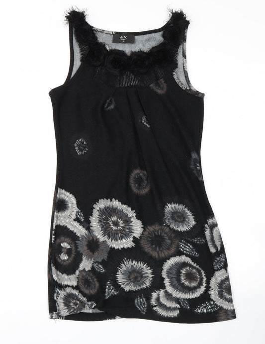 AX Paris Womens Black Floral  Tank Dress  Size 10