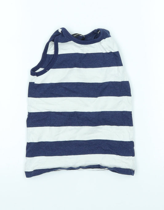 George Boys Blue Striped  Basic Tank Size 2-3 Years