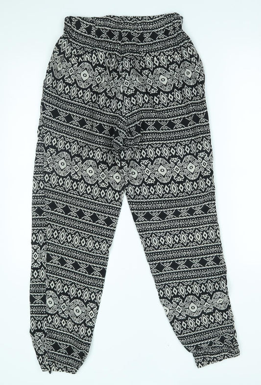 Sans Souci Womens Black Fair Isle  Trousers  Size S L27 in