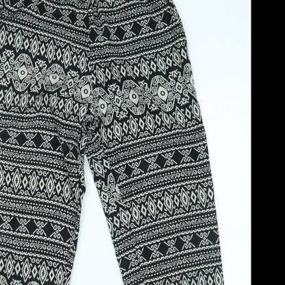 Sans Souci Womens Black Fair Isle  Trousers  Size S L27 in