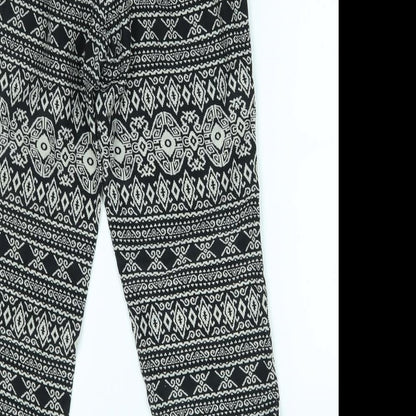 Sans Souci Womens Black Fair Isle  Trousers  Size S L27 in