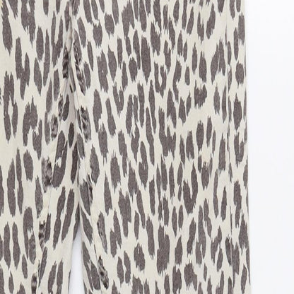 Topshop Womens Beige Animal Print  Trousers  Size 8 L32 in