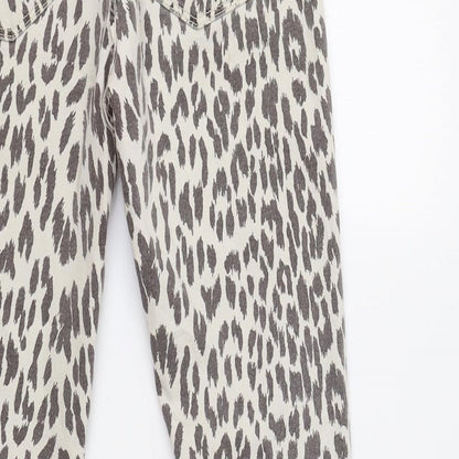 Topshop Womens Beige Animal Print  Trousers  Size 8 L32 in