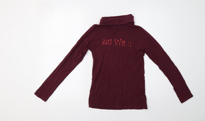 Vertbaudet Girls Purple   Basic T-Shirt Size 14 Years  - Smile