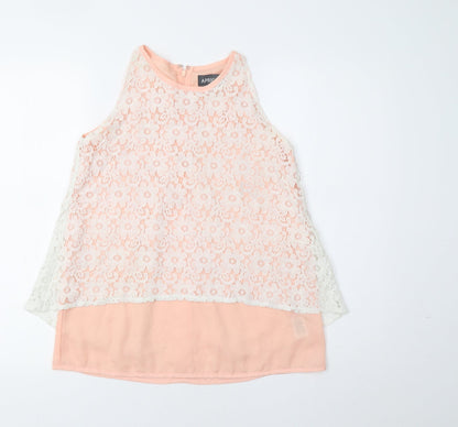 Womens UK Size 8 Apricot Pink Basic Blouse