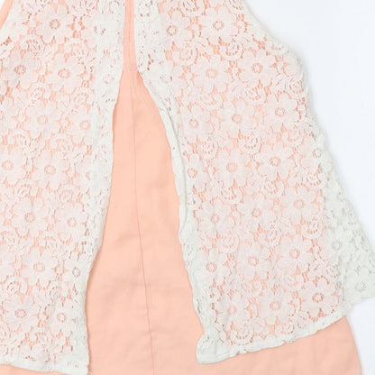 Womens UK Size 8 Apricot Pink Basic Blouse