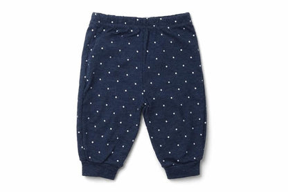 Front view of Sterling Baby Baby Blue Jogger Leggings, size 0-3, Months - Star Print